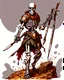 Placeholder: tabletop RPG skeleton warrior with spear and rusted chainmail rpg art no background