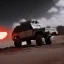 Placeholder: Gi joe driving White lunar armored rover with claw, lava, combat, explosionS