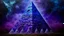 Placeholder: A purple haunted cosmic pyramid with ghosts painted by Claude Monet