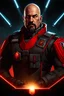 Placeholder: Kane the charismatic, absolute leader of the Brotherhood of Nod from the Command & Conquer real-time strategy game series bald with a goatee black and red Brotherhood of Nod commander uniform as a controller class Apex Legends character digital illustration portrait design by, Mark Brooks and Brad Kunkle detailed, gorgeous lighting, wide angle action dynamic portrait