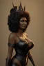 Placeholder: Pam Grier as evil queen in black leather, leather, busty, cleavage, angry, stern look. character design by cory loftis, fenghua zhong, ryohei hase, ismail inceoglu and ruan jia. unreal engine 5, artistic lighting, highly detailed, photorealistic, fantasy