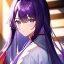 Placeholder: Clear focus, 8k, girl, high quality, detailed, purple hair, beautiful lighting, vibrant colors, miko