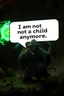 Placeholder: speech bubble in front saying "I am not a child anymore" Haraberget big fast killer glowing ball demi-lich in background, magic swirl, strong winds, true grit, reggae rasta native stand off fast draw poncho cowboy wizard on knees hurt punching green and blue fire ball whip while taking sight wand slinger, in dark cave ,bokeh like f/0.8, tilt-shift lens 8k, high detail, smooth render, down-light, unreal engine
