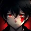 Placeholder: anime sad boy black hair red eyes