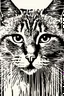 Placeholder: street art stencil of a cat face with lasers shooting from its eyes