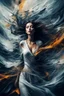 Placeholder: A woman, abstract image showing her chaotic life, chaos, stormy, 8k, exceptional beauty, mysterious, abstract conceptional art