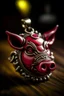 Placeholder: A pendant for a necklace, big Pumbaa from the lion king with big tusks , eyes made of ruby