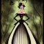 Placeholder: extrem tim burton style and disney style of an old and extrem malicious stepmother, sharp focus, sneaky eyes, old face