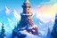 Placeholder: Cartoon Fantasy magic tower in the Winter Mountains