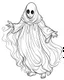 Placeholder: outline art for halloween coloring pages for kids with ghost , white background, Sketch style, full body, only use outline, clean line art, white background, no shadows and clear and well outlined, coloring page for kids,