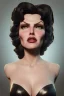 Placeholder: Rita Hayworth as evil queen in black leather, busty, cleavage, curvy, angry, stern look. character design by cory loftis, fenghua zhong, ryohei hase, ismail inceoglu and ruan jia. unreal engine 5, artistic lighting, highly detailed, photorealistic, fantasy