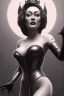 Placeholder: Joan Crawford as evil queen in black leather, busty, cleavage, dominatrix, curvy, angry, stern look. character design by cory loftis, fenghua zhong, ryohei hase, ismail inceoglu and ruan jia. unreal engine 5, artistic lighting, highly detailed, photorealistic, fantasy