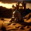 Placeholder: golem in castle in the desert in evening, photo-realistic, shot on Hasselblad h6d-400c, zeiss prime lens, bokeh like f/0.8, tilt-shift lens 8k, high detail, smooth render, down-light, unreal engine, downlight