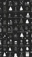 Placeholder: minimalist, wallpaper design, black background, dark, small Christmas stamp like illustrations