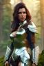 Placeholder: milf, brunette hair, leather armor, stand on a rock, forest, 8k resolution, high-quality, fine-detail, intricate, fantasy art, detailed matte, volumetric lighting, illustration, 3D