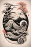 Placeholder: Create a captivating modern 2d Japanese tattoo design for print , using the elegant influences of japan art style, for print, dynamic elements from fashion and design, and bold Japanese art aesthetics, framing centered in the center, distanced from the edges of the paper perimeter, perfect anatomy, bauhaus, Divine Proportion,