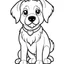 Placeholder: coloring page for kids age 2-5 years, puppy german shepherd ,cartoon style,thick lines, extremely low detail,no shading,no grey color, very simple art,only 2 legs and 2 arms ,white background