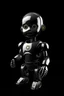 Placeholder: a robot with baby face and money in the black background