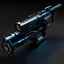 Placeholder: cyberpunk minigun, black background