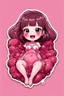 Placeholder: Sticker Kawaii Anime girl crushed inside really darkred fleshy stomach filled with digestive juices, sit pose, fullbody, smiling, Junji Ito style, pink tones, pastel tetradic colors, 3D vector art, isometric style, retro aesthetic,high detailed, 4k resolution, digital paiting, cute, art, no background,