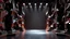 Placeholder: a 3d fractal stage structre made of metallic dark color 3d structures, pertty artistc background,dynamic lights