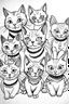 Placeholder: Draw a fine line cute flash tattoo of 10 line work cats