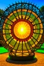 Placeholder: Solar wheel art with fire