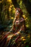 Placeholder: Queen Elara wears a flowing gown made of woven vines, leaves, and flowers, which seems to blend seamlessly with her forest surroundings. Her attire is a tapestry of colors, reflecting the vibrant hues of the forest during each season.shot on Hasselblad h6d-400c, zeiss prime lens, bokeh like f/0.8, tilt-shift lens 8k, high detail, smooth render, down-light, unreal engine, prize winning