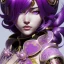 Placeholder: Detailed cute anime girl, purple hair buns, purple bangs, black latex bodysuit, intricate details, full body portrait, keep head in frame, slight smile, black Japanese motif, concept art, highly detailed, digital painting, concept art, sharp focus, illustration, art by Yoji Shinkawa, WLOP and greg rutkowski and alphonse mucha and artgerm and yanjun Chen and Junji ito and Makoto Shinkai, HDR, octane render