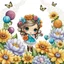 Placeholder: a stunning colorful flowers bouquet with lace chocolate balls and very cute little floating, clinging chibi fantasy creatures between the flowers, high cualtiy, detailed, sharp focus, fantasy, nice flowers, photorealistic, masterpiece