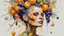 Placeholder: Punk woman 49 years old, hair made of Fruits, Grapes, tangerines, gold, gouache, watercolor, acrylic, paint drips, branches, fine drawing, golden makeup, bees, tattoo, alien, bright colors, fine drawing, double exposure, high detail , high resolution, 8K, 3D, bees,