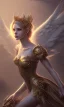 Placeholder: Female angel with beautiful perfect face big wings and golden crown floating above the ground in the dark enviroment, anatomically correct, michelangelo style, detailed, world of warcraft style, dark forest, trees, painting, brush strokes, 8k, dark forest in the background