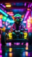 Placeholder: portrait of clone Hairy Gremlin pimp ninja yoga cyber punk in drifting hipster lawn tractor parked in dark neon lit reflective wet arcade hall tunnel,bokeh like f/0.8, tilt-shift lens 8k, high detail, smooth render, down-light, unreal engine, prize winning