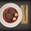 Placeholder: Plate full of fake food with old stuff around in a dark room