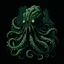 Placeholder: bluish green single tentacle in the art style of Darkest Dungeon