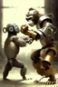 Placeholder: monkey fighting a robot