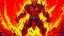 Placeholder: comic style fire & steel demon