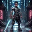 Placeholder: Fhoto full body, reality, Raw, little kid cyberpunk god war, sword, digital art, with text "addie", intricate details, powerful composition, captivating, , trending on artstation, sharp focus, studio photo, intricate details, highly detailed high tech, by addie_digi