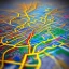 Placeholder: colored pins on a map, roads and highways, desaturated colored map, highly detailed, intricate design, smooth, realistic render, Artstation, smooth, sharp focus, illustration, artgerm