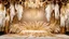 Placeholder: an event backdrop full of whitish gold feathers stage