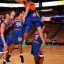 Placeholder: three Australian men kissing in New york Knicks jerseys