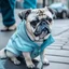 Placeholder: Street style Pug in blue, white and gray pastels colours