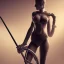 Placeholder: Woman standing with crutch