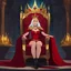 Placeholder: [Disenchantment] queen Dagmar on her throne in agent provocative, ready with her gold crown, red cape,