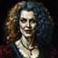 Placeholder: colored etching of a raggedly dressed, malevolent, predatory French female vampire sorceress , with highly detailed beaded hair and facial features ,in the style of Rembrandt, Gian Lorenzo Bernini, Johannes Vermeer, and Ann Chernow, with a fine art aesthetic, highly detailed , realistic , 4k UHD cinegraphic quality