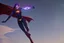 Placeholder: A robot in the suit of Supergirl, flying.