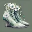 Placeholder: watercolor drawing of a dark Gothic green shoes with emeralds and flowers and white lace, on a white background, Trending on Artstation, {creative commons}, fanart, AIart, {Woolitize}, by Charlie Bowater, Illustration, Color Grading, Filmic, Nikon D750, Brenizer Method, Side-View, Perspective, Depth of Field, Field of View, F/2.8, Lens Flare, Tonal Colors, 8K, Full-HD, ProPhoto RGB, Perfectionism, Rim Lighting, Natural Lighting, Soft Lighting, Accent Lighting, Diffraction Grading