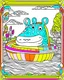 Placeholder: create a 2d colorful outline, "hippo driving tourist car coloring book for kids ", coloring cover, low details design, black contour, coloring cover design,safari background, colorful , card style, coloring cover for kids, colorful background