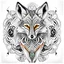 Placeholder: Fox symmetrical design ink art colors silver orange cream white and black hyper-detailed realistic 8k