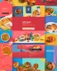 Placeholder: a food delivery web landing page design with a burst of colors and illustrations, hyperrealism, and hyper details, sharp